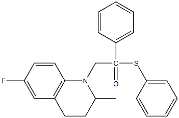1-(6-fluoro-2-methyl-3,4-dihydro-2H-quinolin-1-yl)-2-phenyl-2-phenylsulfanylethanone,,结构式