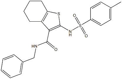 N-benzyl-2-[(4-methylphenyl)sulfonylamino]-4,5,6,7-tetrahydro-1-benzothiophene-3-carboxamide Struktur
