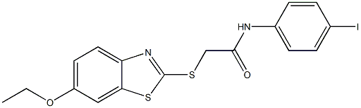 2-[(6-ethoxy-1,3-benzothiazol-2-yl)sulfanyl]-N-(4-iodophenyl)acetamide