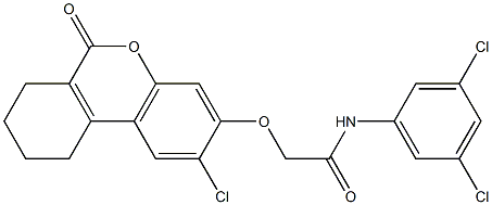2-[(2-chloro-6-oxo-7,8,9,10-tetrahydrobenzo[c]chromen-3-yl)oxy]-N-(3,5-dichlorophenyl)acetamide Structure