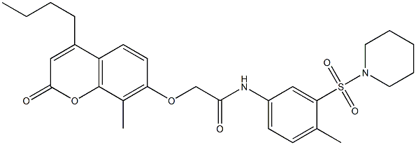 2-(4-butyl-8-methyl-2-oxochromen-7-yl)oxy-N-(4-methyl-3-piperidin-1-ylsulfonylphenyl)acetamide