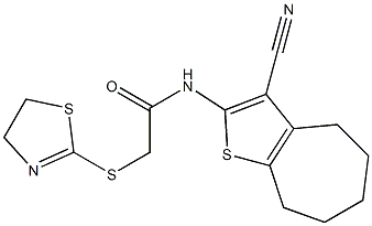 N-(3-cyano-5,6,7,8-tetrahydro-4H-cyclohepta[b]thiophen-2-yl)-2-(4,5-dihydro-1,3-thiazol-2-ylsulfanyl)acetamide Structure