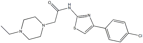 N-[4-(4-chlorophenyl)-1,3-thiazol-2-yl]-2-(4-ethylpiperazin-1-yl)acetamide,,结构式