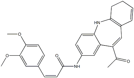 (Z)-N-(11-acetyl-5,6-dihydrobenzo[b][1]benzazepin-2-yl)-3-(3,4-dimethoxyphenyl)prop-2-enamide Struktur
