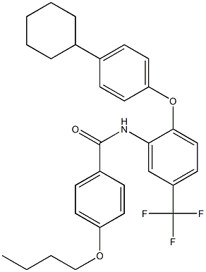  4-butoxy-N-[2-(4-cyclohexylphenoxy)-5-(trifluoromethyl)phenyl]benzamide