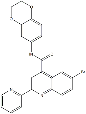 6-bromo-N-(2,3-dihydro-1,4-benzodioxin-6-yl)-2-pyridin-2-ylquinoline-4-carboxamide Structure