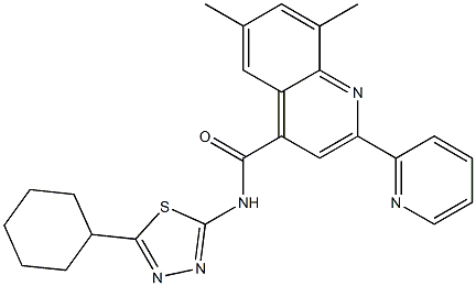 N-(5-cyclohexyl-1,3,4-thiadiazol-2-yl)-6,8-dimethyl-2-pyridin-2-ylquinoline-4-carboxamide|