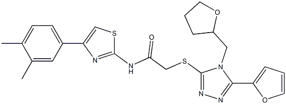  N-[4-(3,4-dimethylphenyl)-1,3-thiazol-2-yl]-2-[[5-(furan-2-yl)-4-(oxolan-2-ylmethyl)-1,2,4-triazol-3-yl]sulfanyl]acetamide