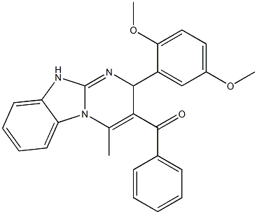[2-(2,5-dimethoxyphenyl)-4-methyl-2,10-dihydropyrimido[1,2-a]benzimidazol-3-yl]-phenylmethanone Struktur
