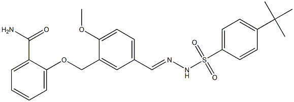 2-[[5-[(E)-[(4-tert-butylphenyl)sulfonylhydrazinylidene]methyl]-2-methoxyphenyl]methoxy]benzamide,,结构式