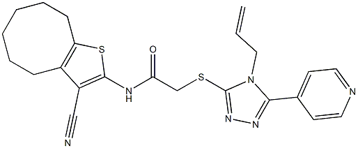N-(3-cyano-4,5,6,7,8,9-hexahydrocycloocta[b]thiophen-2-yl)-2-[(4-prop-2-enyl-5-pyridin-4-yl-1,2,4-triazol-3-yl)sulfanyl]acetamide Structure