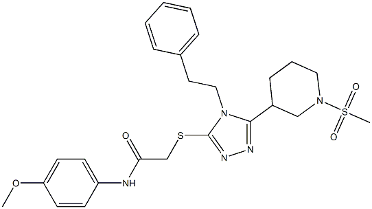 N-(4-methoxyphenyl)-2-[[5-(1-methylsulfonylpiperidin-3-yl)-4-(2-phenylethyl)-1,2,4-triazol-3-yl]sulfanyl]acetamide Structure