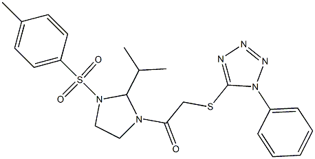  1-[3-(4-methylphenyl)sulfonyl-2-propan-2-ylimidazolidin-1-yl]-2-(1-phenyltetrazol-5-yl)sulfanylethanone
