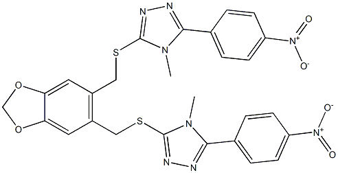 4-methyl-3-[[6-[[4-methyl-5-(4-nitrophenyl)-1,2,4-triazol-3-yl]sulfanylmethyl]-1,3-benzodioxol-5-yl]methylsulfanyl]-5-(4-nitrophenyl)-1,2,4-triazole
