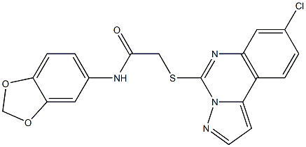 N-(1,3-benzodioxol-5-yl)-2-(8-chloropyrazolo[1,5-c]quinazolin-5-yl)sulfanylacetamide Structure