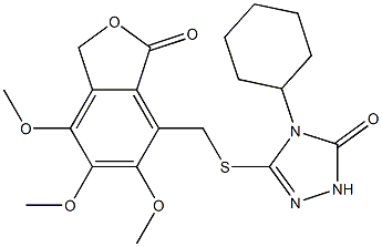4-cyclohexyl-3-[(5,6,7-trimethoxy-3-oxo-1H-2-benzofuran-4-yl)methylsulfanyl]-1H-1,2,4-triazol-5-one,,结构式