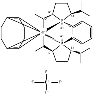 1,2-双[(2S,5S)-2,5-二异丙基膦烷基]苯(1,5-环辛二烯)四氟硼酸铑(I), 1000393-36-1, 结构式