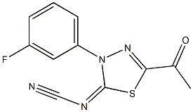2-Acetyl-5-cyanimino-4,5-dihydro-4-(3-fluorophenyl)-1,3,4-thiadiazole Struktur