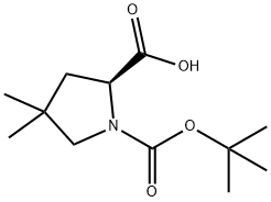 S-1-BOC-4,4-二甲基吡咯烷-2-羧酸,1001353-87-2,结构式