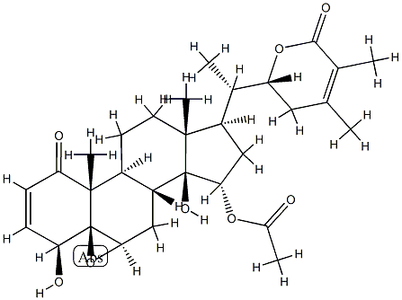 [22R,(+)]-15α-Acetyloxy-5,6β-epoxy-4β,14β,22-trihydroxy-1-oxo-5β-ergosta-2,24-diene-26-oic acid 26,22-lactone Structure