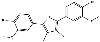 4,4'-(3,4-ジメチル-2,5-フランジイル)ビス(2-メトキシフェノール) 化学構造式