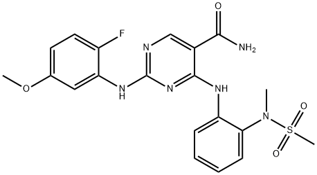 2-((2-fluoro-5-methoxyphenyl)amino)-4-((2-(N-methylmethylsulfonamido)phenyl)amino)pyrimidine-5-carboxamide Structure