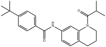Benzamide,  4-(1,1-dimethylethyl)-N-[1,2,3,4-tetrahydro-1-(2-methyl-1-oxopropyl)-7-quinolinyl]- Struktur