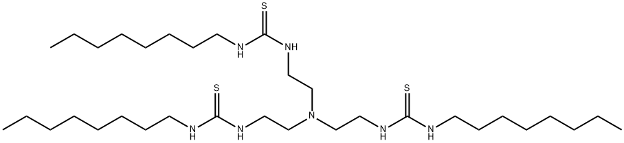 N-辛基-5-[2-[[(辛胺基)硫代甲基]胺基]乙基]-9-硫代-2,5,8,10-四氮杂十八烷硫代酰胺 结构式