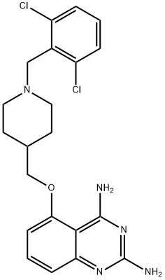 5-[1-(2,6-ジクロロベンジル)-4-ピペリジニルメトキシ]キナゾリン-2,4-ジアミン 化学構造式