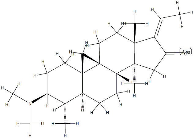 (17E)-3β-(Dimethylamino)-4α,14-dimethyl-9,19-cyclo-5α-pregn-17(20)-en-16-one Struktur
