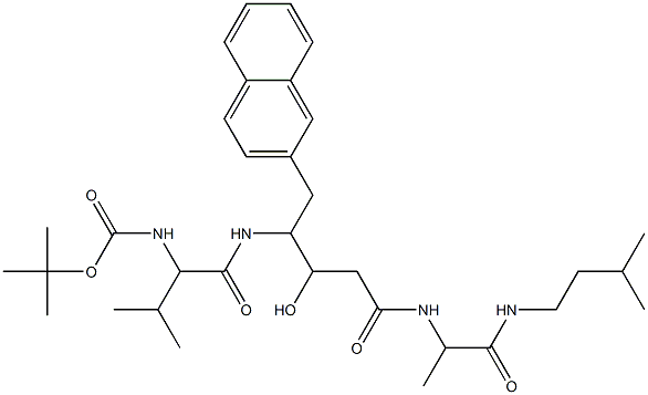 tert-Boc-valyl-(3-hydroxy-4-amino-5-(2-naphthyl)pentanoyl)-alanylisoamylamide 结构式