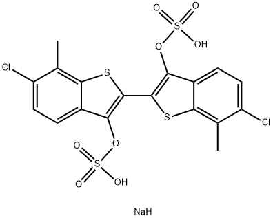 6,6'-Dichloro-7,7'-dimethyl-2,2'-bibenzo[b]thiophene-3,3'-diol bis(sulfuric acid sodium) salt 结构式