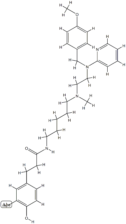 Benzenepropanamide, 4-hydroxy-3-(iodo-125I)-N-(5-((2-(((4-methoxypheny l)methyl)-2-pyridinylamino)ethyl)methylamino)pentyl)- Struktur