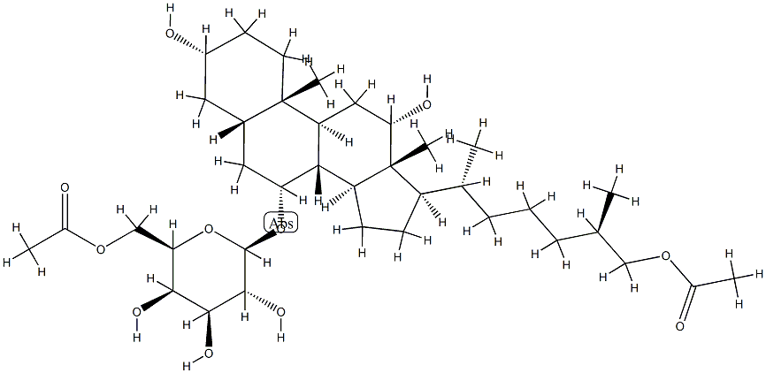 [(25R)-26-(Acetyloxy)-3α,12α-dihydroxy-5β-cholestan-7α-yl]-β-D-galactopyranoside 6-acetate 结构式
