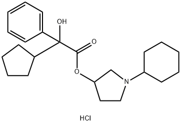MANDELIC ACID, alpha-CYCLOPENTYL-, 1-CYCLOHEXYL-3-PYRROLIDINYL ESTER,  HYDROCHLOR Struktur