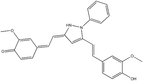 4,4-(1E,1E)-2,2-(1-phenyl-1H-pyrazole-3,5-diyl)bis(ethene-2,1-diyl)bis(2-methoxyphenol) Structure