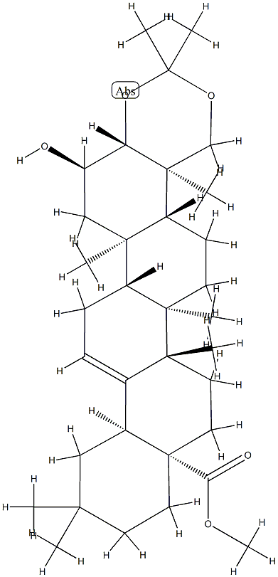 2α-Hydroxy-3β,23-[(1-methylethylidene)bis(oxy)]olean-12-en-28-oic acid methyl ester Structure