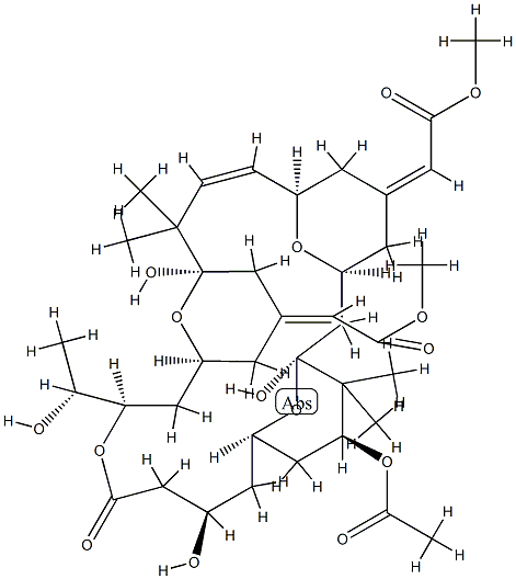 Acetic acid, 2,2-(1S,3S,7R,8E,11R,15S,17R,21R,23R,25S)-25-(acetyloxy)-1,11,21-trihydroxy-17-(1R)-1-hydroxyethyl-10,10,26,26-tetramethyl-19-oxo-18,27,28,29-tetraoxatetracyclo21.3.1.13,7.111,15nonacos-8-ene-5,13-diylidenebis-, dimethyl ester, (25Z,213E)- Struktur
