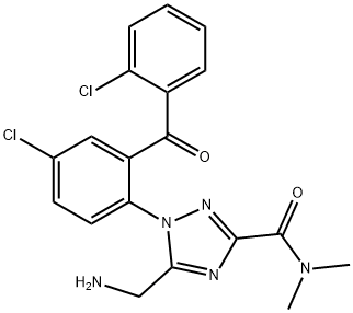 5-(アミノメチル)-1-[4-クロロ-2-(2-クロロベンゾイル)フェニル]-N,N-ジメチル-1H-1,2,4-トリアゾール-3-カルボアミド 化学構造式