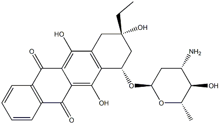 (7S)-7β-[(3-Amino-2,3,6-trideoxy-α-L-arabino-hexopyranosyl)oxy]-9-ethyl-7,8,9,10-tetrahydro-6,9β,11-trihydroxy-5,12-naphthacenedione Struktur