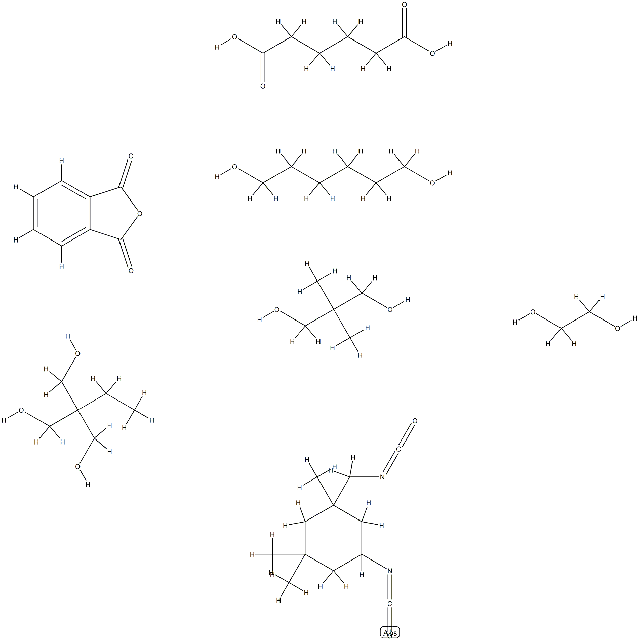 103570-31-6 Hexanedioic acid, polymer with 2,2-dimethyl-1,3-propanediol, 1,2-ethanediol, 2-ethyl-2-(hydroxymethyl)-1,3-propanediol, 1,6-hexanediol, 1,3-isobenzofurandione and 5-isocyanato-1-(isocyanatomethyl) -1,3,3-trimethylcyclohexane