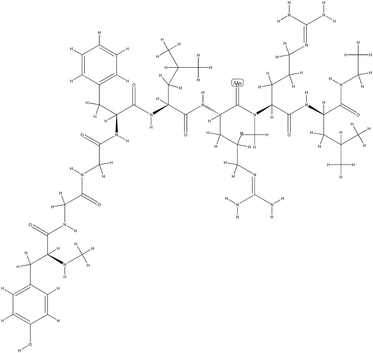 メチル-L-Tyr-Gly-Gly-L-Phe-L-Leu-L-Arg-N2-メチル-L-Arg-D-Leu-NHEt 化学構造式