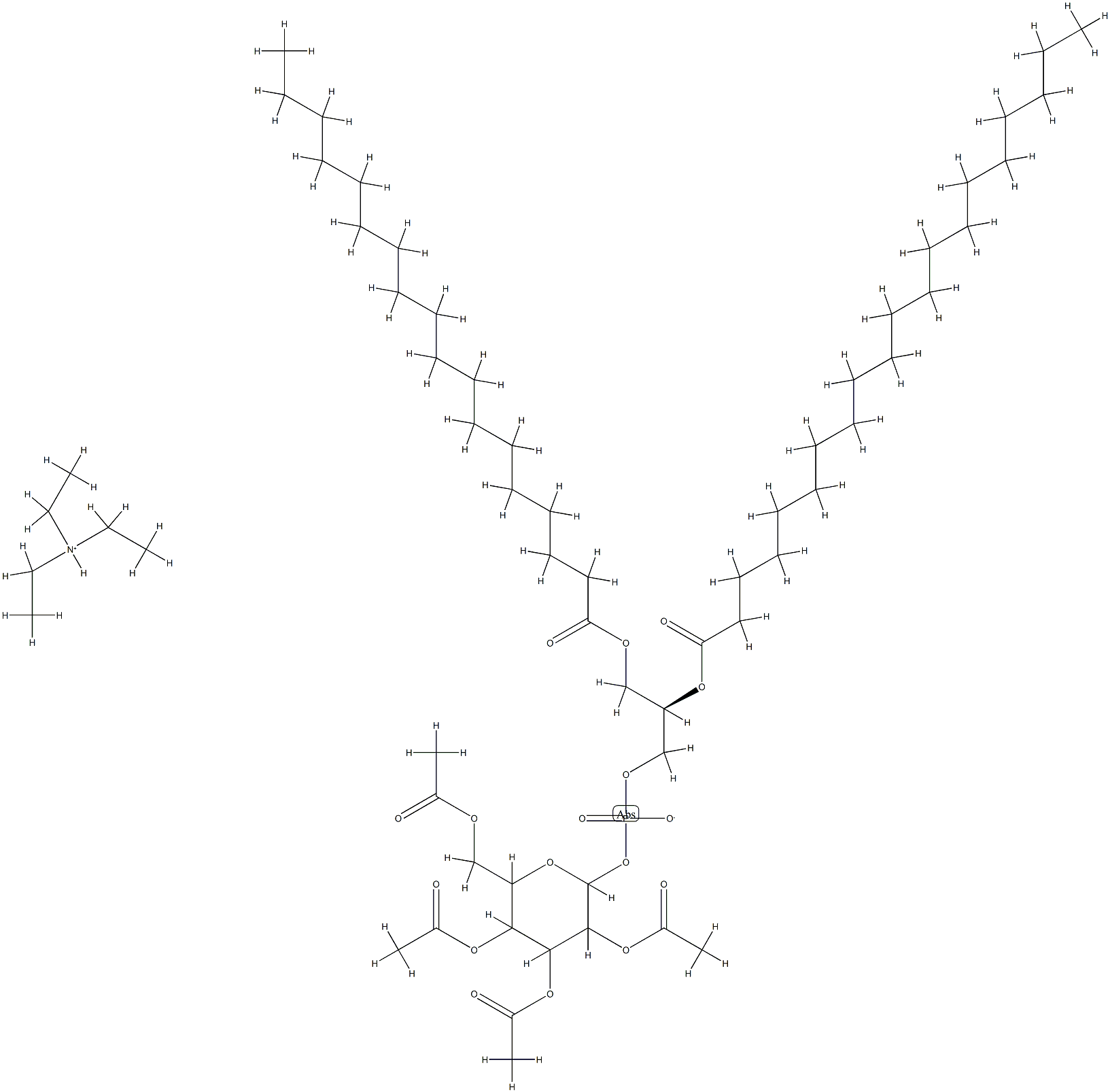 2,3,4,6-テトラ-O-アセチル-PtdGlc(ジ-アシル鎖) 化学構造式