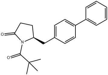(S)-5-[(Biphenyl-4-yl)methyl]-1-(2,2-dimethylpropionyl)pyrrolidin-2-one 化学構造式