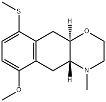 [4aR,(-)]-3,4,4aβ,5,10,10aα-ヘキサヒドロ-6-メトキシ-4-メチル-9-メチルチオ-2H-ナフト[2,3-b]-1,4-オキサジン 化学構造式