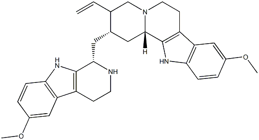 18,19-ジデヒドロ-10-メトキシ-16-[(S)-2,3,4,9-テトラヒドロ-6-メトキシ-1H-ピリド[3,4-b]インドール-1-イル]-17-ノルコリナン 化学構造式