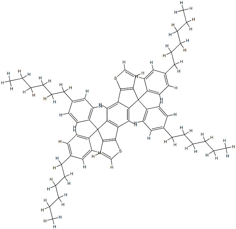 4,9-Dihydro-4,4,9,9-tetrakis(4-hexylphenyl)-s-indaceno[1,2-b:5,6-b']dithiophene Structure