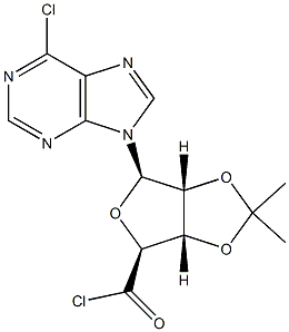1-(6-氯-9H-嘌呤-9-基)-1-脱氧-2,3-O-异亚丙基-BETA-D-呋喃核糖酰氯, 104940-65-0, 结构式