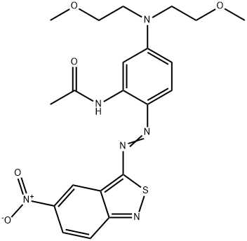 5’-［ビス（2-メトキシエチル）アミノ］-2’-（5-ニトロ-2，1-ベンゾイソチアゾール-3-イルアゾ）アセトアニリド 化学構造式