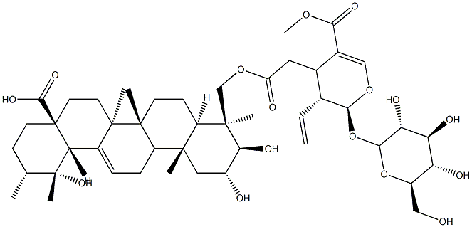 24-[[[(2S,3R,4S)-3-エテニル-2-(β-D-グルコピラノシルオキシ)-3,4-ジヒドロ-5-(メトキシカルボニル)-2H-ピラン-4-イル]アセチル]オキシ]-2α,3β,19-トリヒドロキシウルサ-12-エン-28-酸 化学構造式